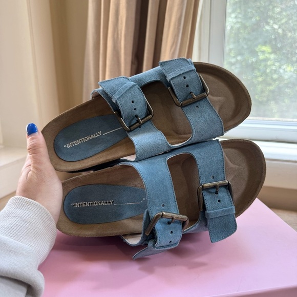 New Free People Rule Breaker Flatform Sandal Shoes Platform in Blue Suede 37 - Picture 10 of 15